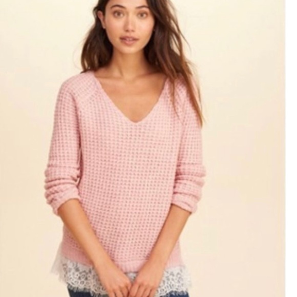 Hollister Knit sweater lace top size S - Picture 2 of 7